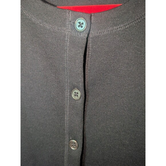 Van Heusen Black Knit Button Up Long Sleeve Top w/ Pockets - Women's Size Large - Picture 3 of 6